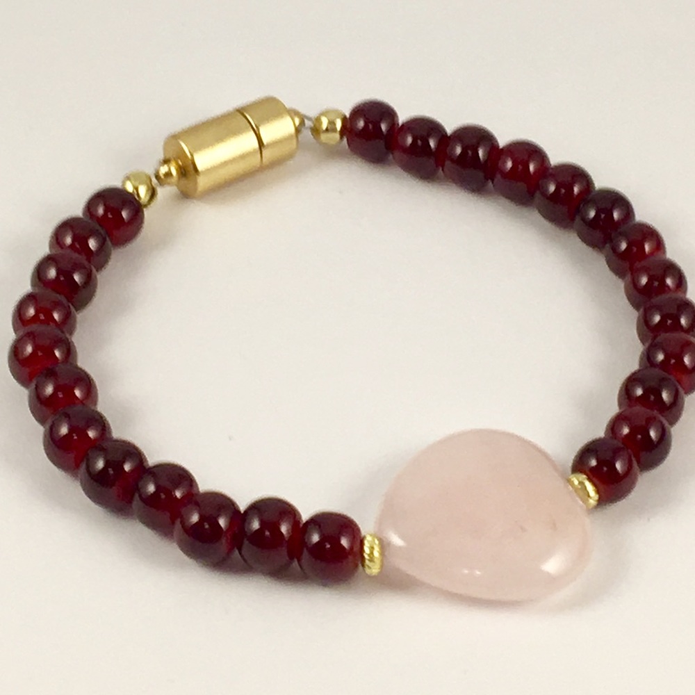 Garnet Heart Bracelet